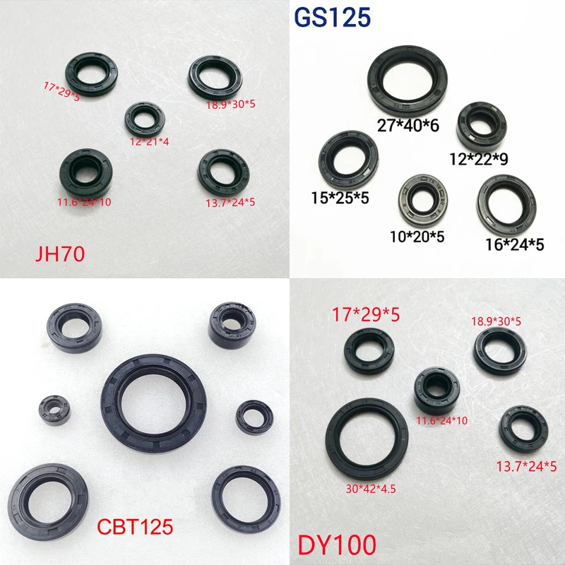 

Motorcycle Oil Seal Kit For Honda Lifan Dayang CG150 DY100 GY6125 GY60 YBR125 GN125 GS125 AN125 CM125 CBT125 Engine Gasket Parts