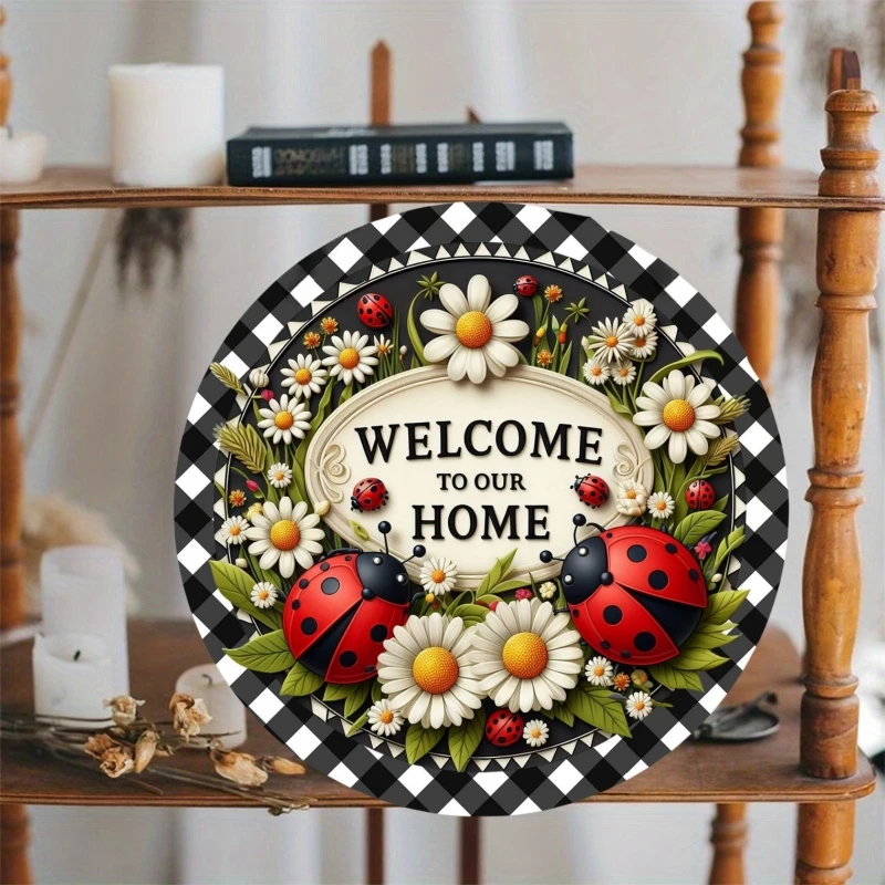 Welcome Home Round Metal Aluminum Sign Art Decorative Plates Entrance Decor Gift Mask Theme For Bar Club Home Room Wall Decor