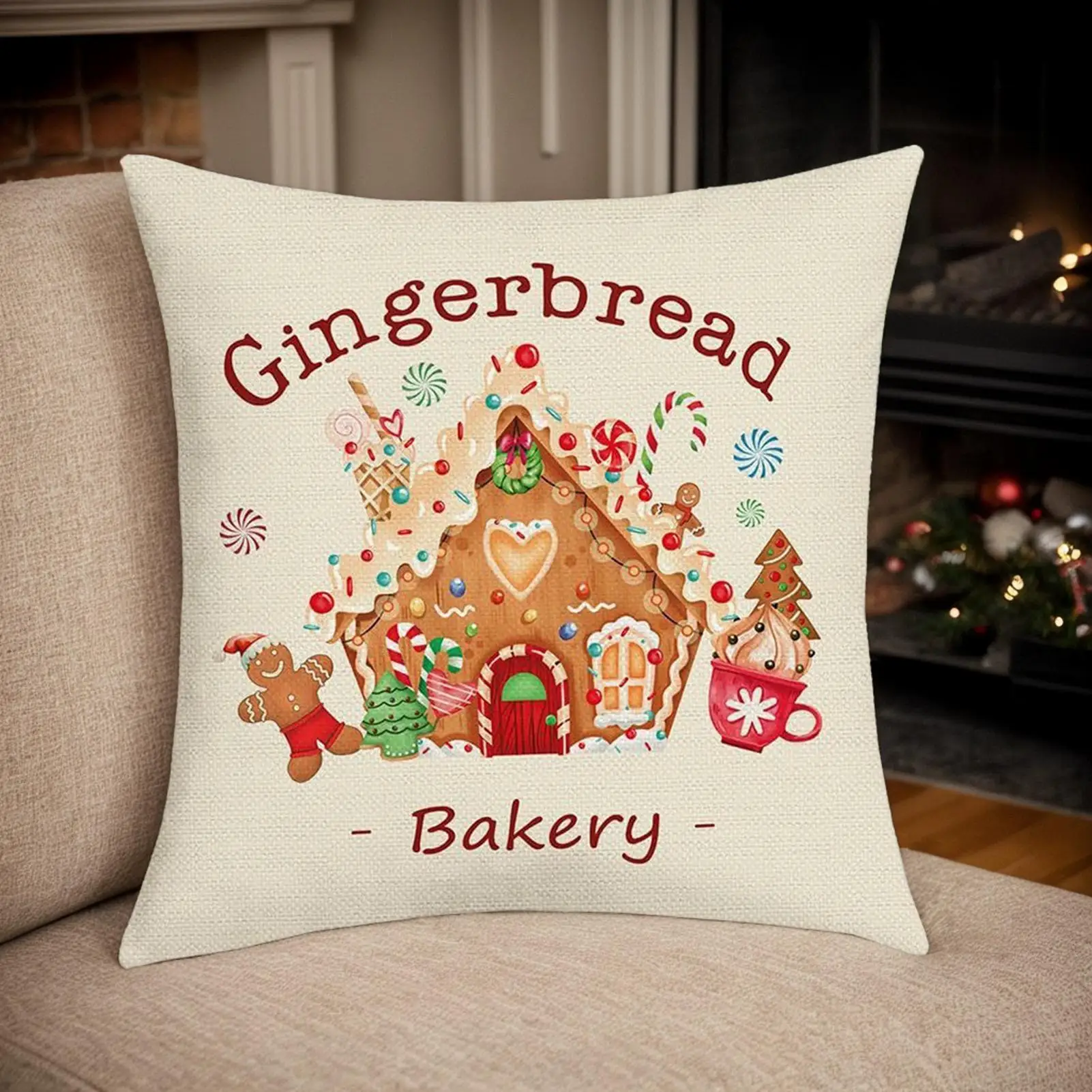 Christmas Throw Pillow Covers Cute Festive Decor Holiday Cushion Case Decoration For Decoration Celebration Living-Room Home