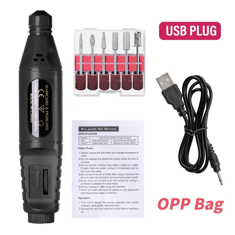 6Combination1 Electric Nail Drill Set Exfoliating Polishing Nail Drill Machine Portable Nail File Pen Nail Polishing Tool