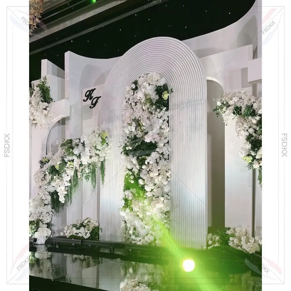 

High Quality White Ripple PVC Arch Backdrop Wedding Stage Backdrop Design for Party Banquet Reception