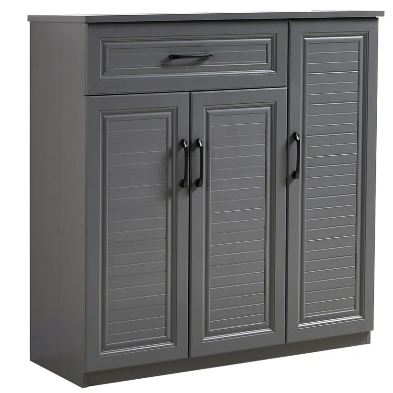 Gray all-aluminum alloy shoe cabinet door outdoor waterproof multi-functional simple light luxury storage cabinet balcony storag image 5