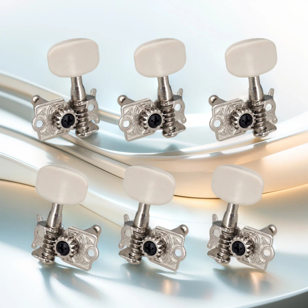 6Pcs Acoustic Guitar Open String Button 3L 3R Guitar Machine Head Key Peg Tuners Metal Tuner Machine Heads Guitar Accessories