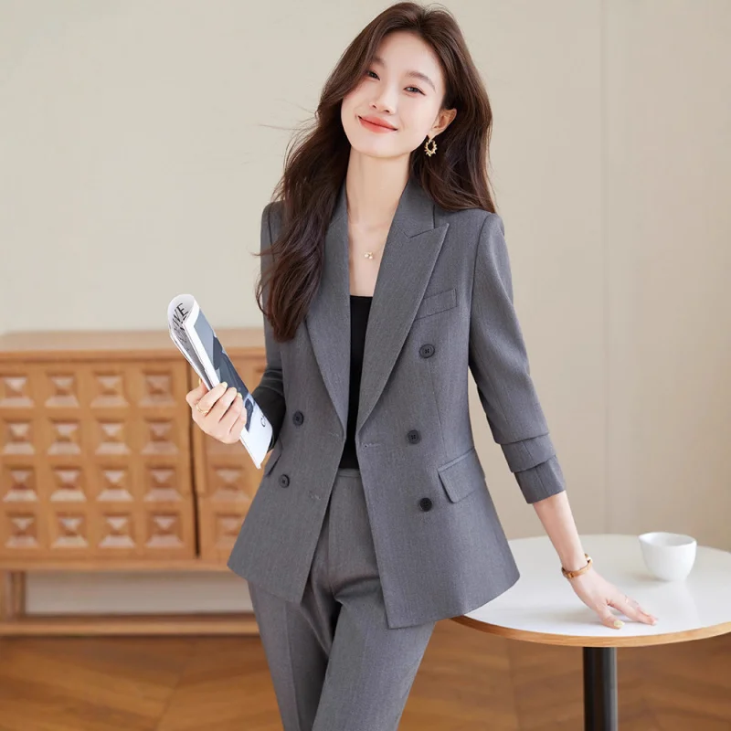 

Professional Women's Suit Set2025New Spring and Autumn Formal Wear with Elegant Beaded Trim for Hotel Managers and Front Desk St