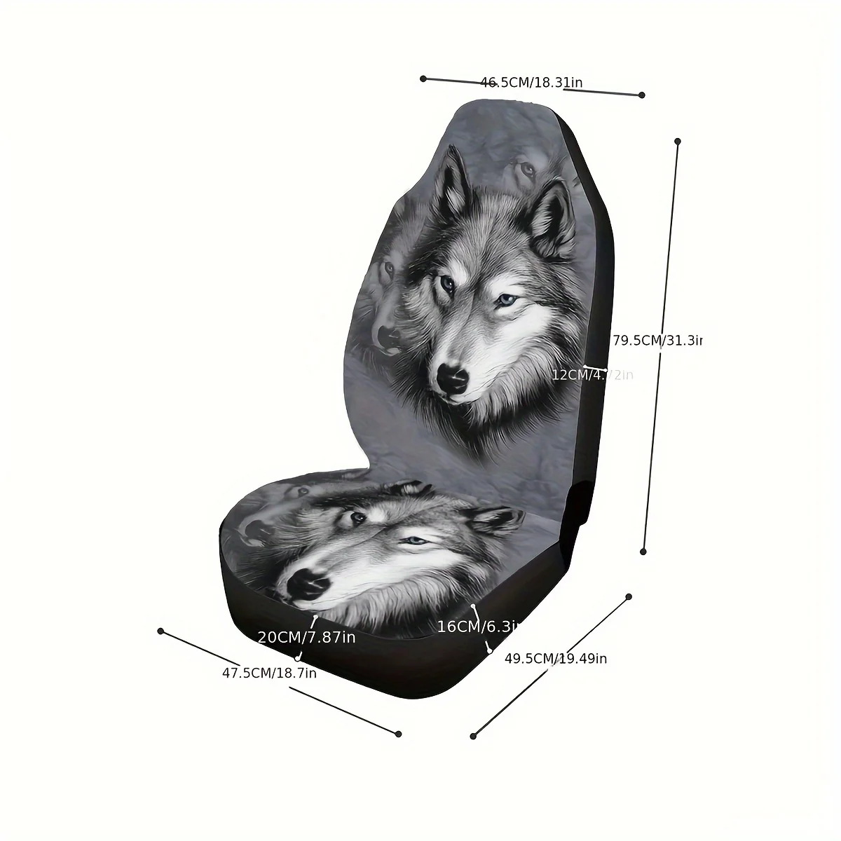 قطعة واحدة من غطاء مقعد السيارة مع طباعة ذئب رمادي كبير #3