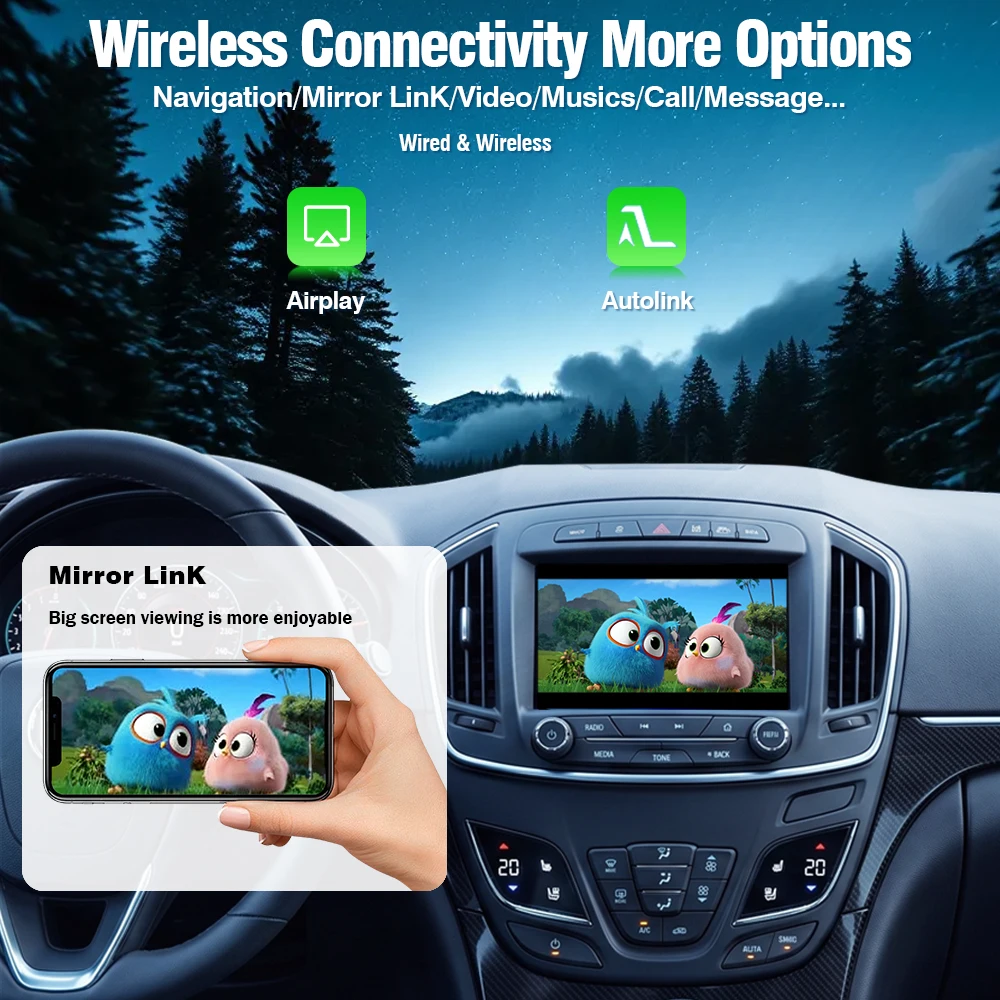 AUTOTOP – bezprzewodowy moduł CarPlay do samochodów Opel Insignia, Vauxhall, Buick Regal, Chevrolet, Cadillac (roczniki 2013–2017), HMI 2.0/2.5, adapter do Android Auto, funkcja Mirror Link, AirPlay,