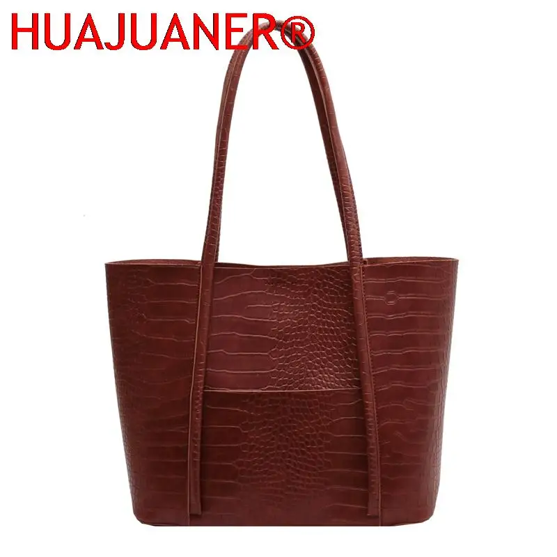 Retro Large PU Leather Shoulder  Bag for Women laptop bag Fashion Trend Designer Female Fashion Handbags Purses Tote Bags