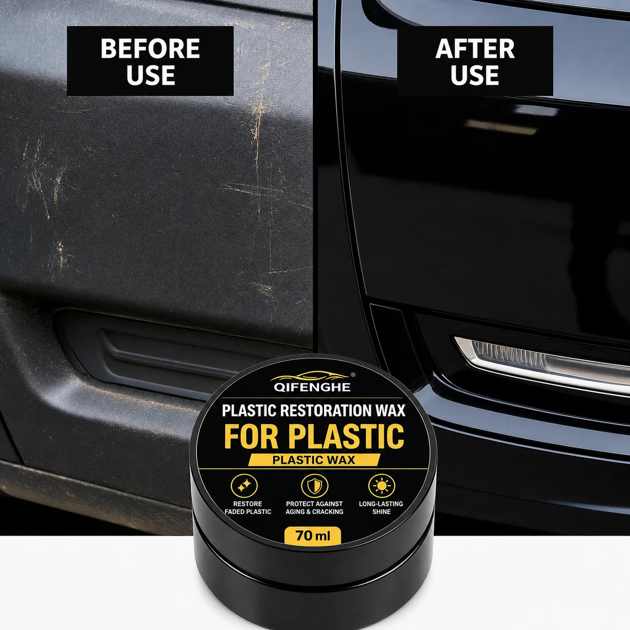 70ml Car Plastic Restorer Polish Wax Restore Faded Black Trim Anti Scratch UV Protection Plastic Renovator