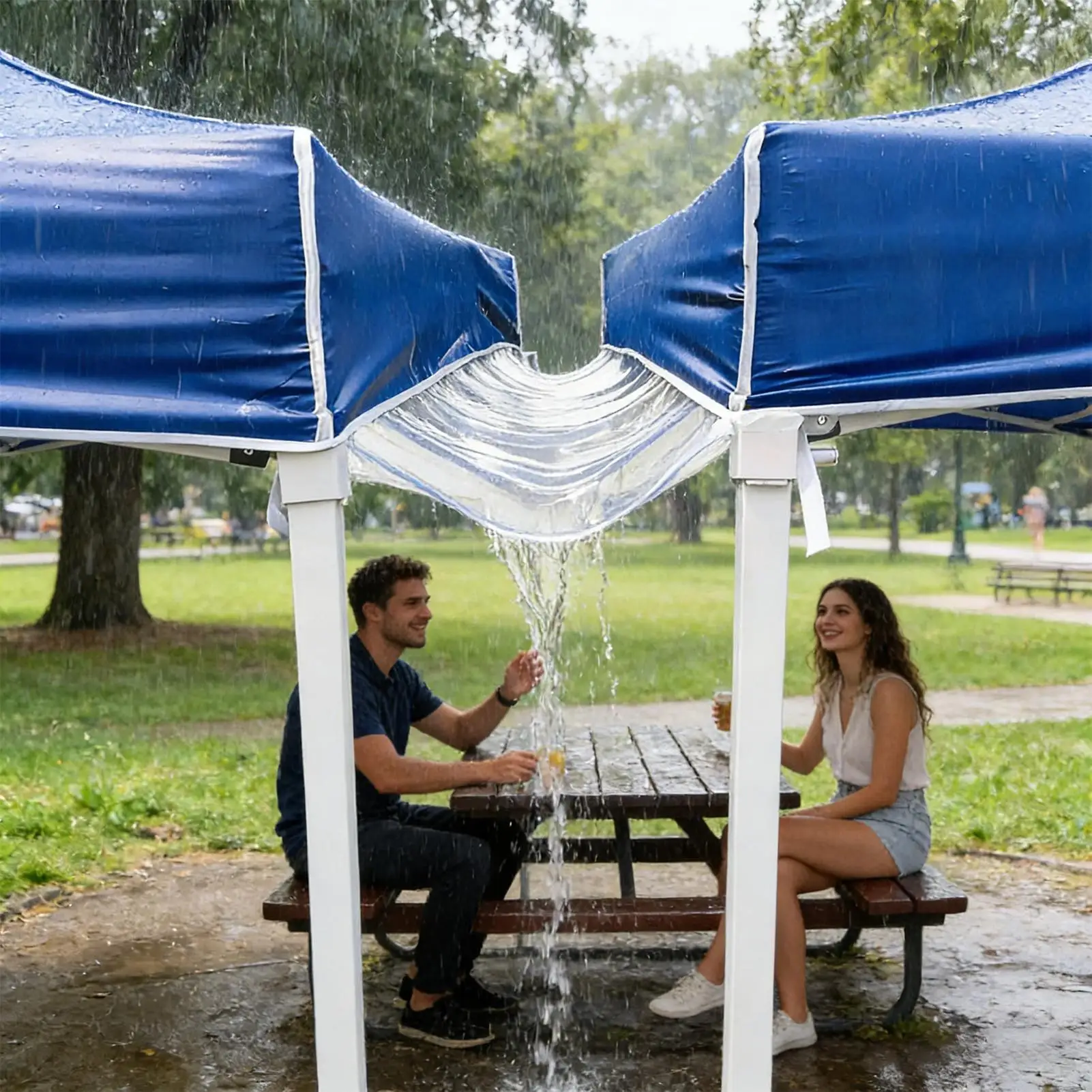 Regenrinne für Überdachungszelt Abnehmbarer Transparenter Schutzteil Dachzelt-Regenrinnen für Outdoor Hinterhof Terrasse Veranda Camping