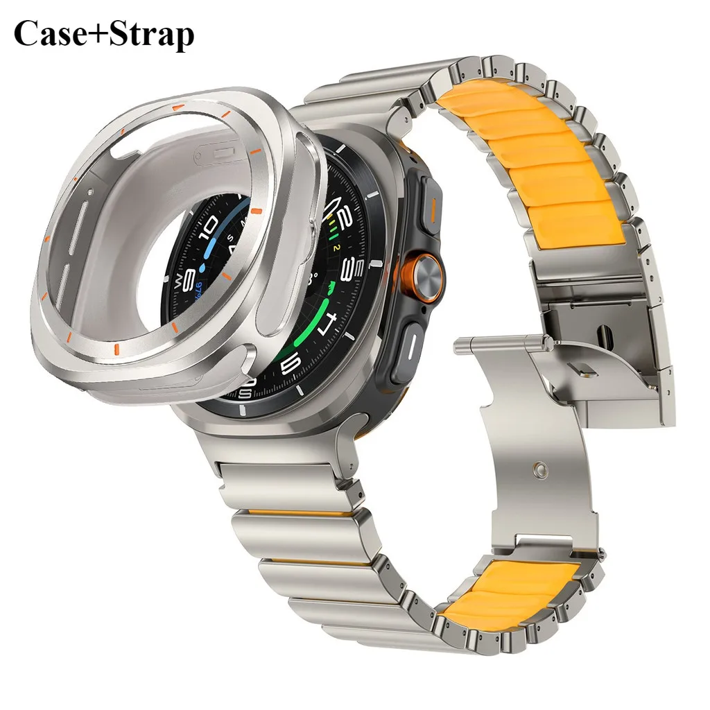 メタルケース-チタンストラップ-samsung-galaxy-watch-ultra-2025-47mm用-高級バンド-耐衝撃合金カバー-galaxy-watch-7-ultra用