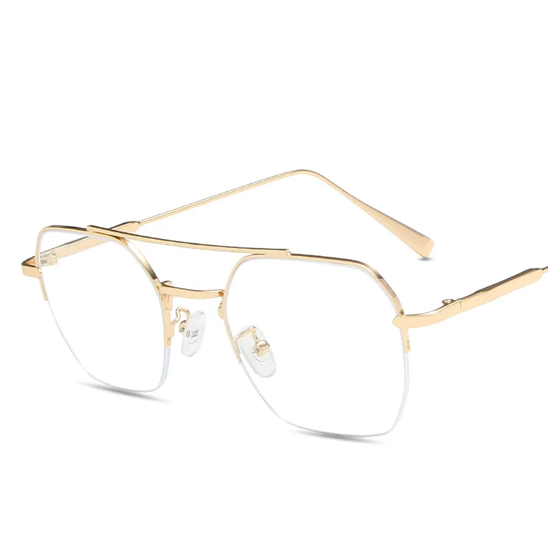 New Fashion Eyeglass Frames Women Semi-rimless Metal Frame Stylish Men Women Glasses Anti Blue Light Woman  Glasses