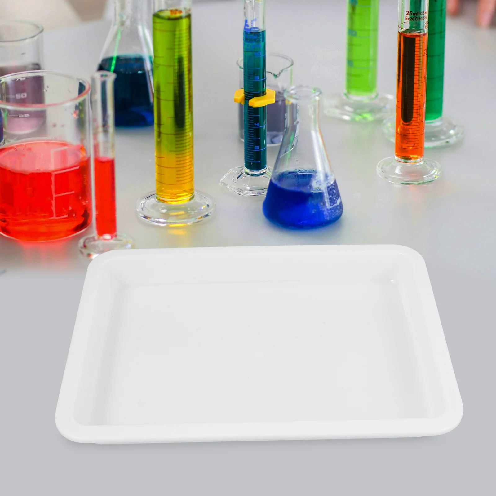 

Chemical Experimental Tray 2.5Cm Deep Acid Alkali Resistant Laboratory Square Plate For Science Teaching Lab Storage Organizer
