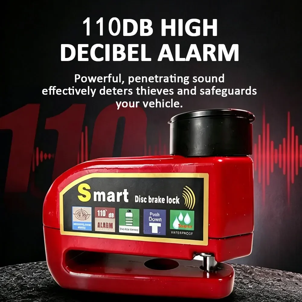 Motorcycle Scooter Disc Brake Alarm Lock Anti-Theft Bicycle Wheel Security Protection Waterproof Aluminum Alloy Anti-Theft Lock view 4