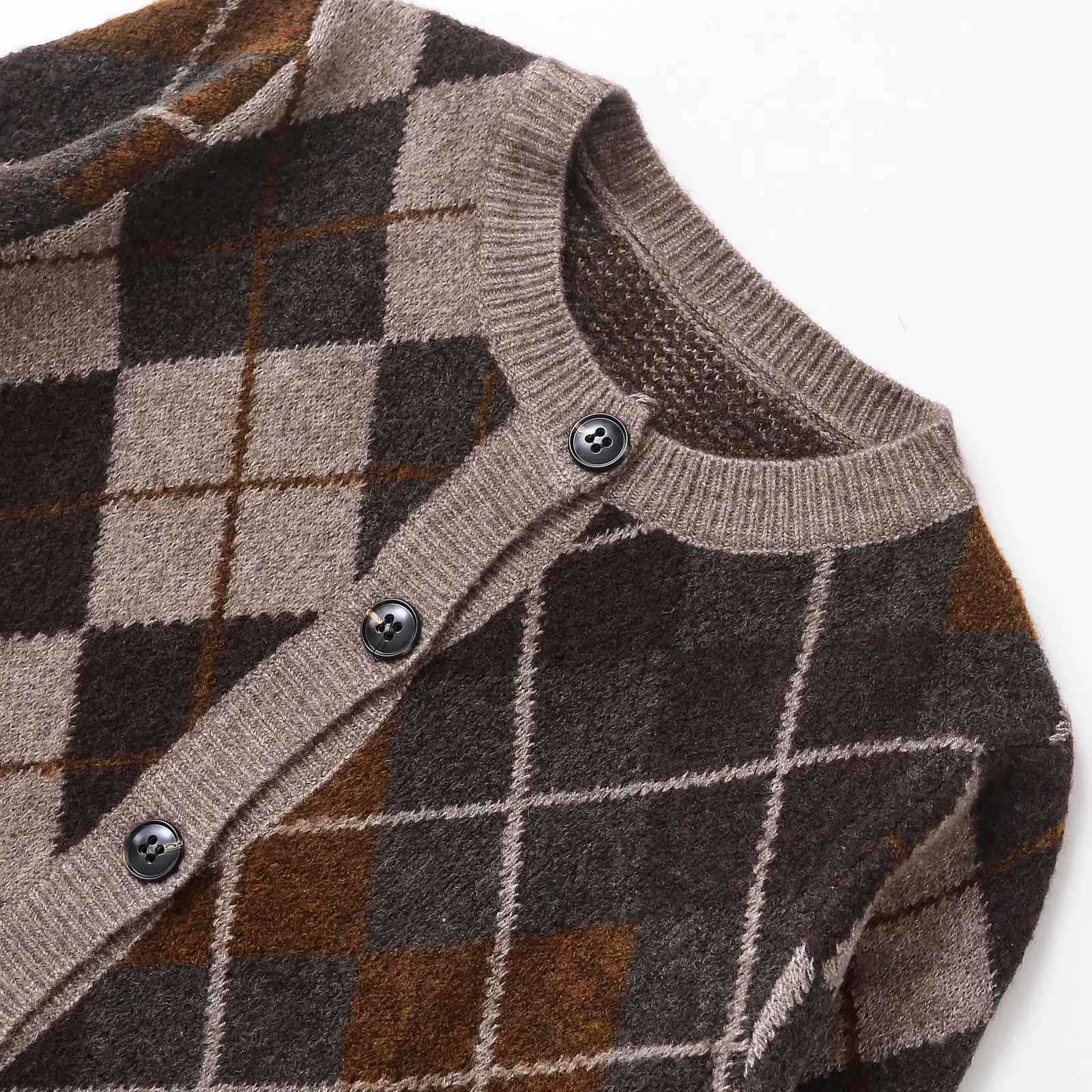 المرأة سترة مشغولة من الصوف سترة للنساء الخريف الشتاء الماس نمط طويلة الأكمام واحدة الصدر الإناث متماسكة معطف 2756124 #3