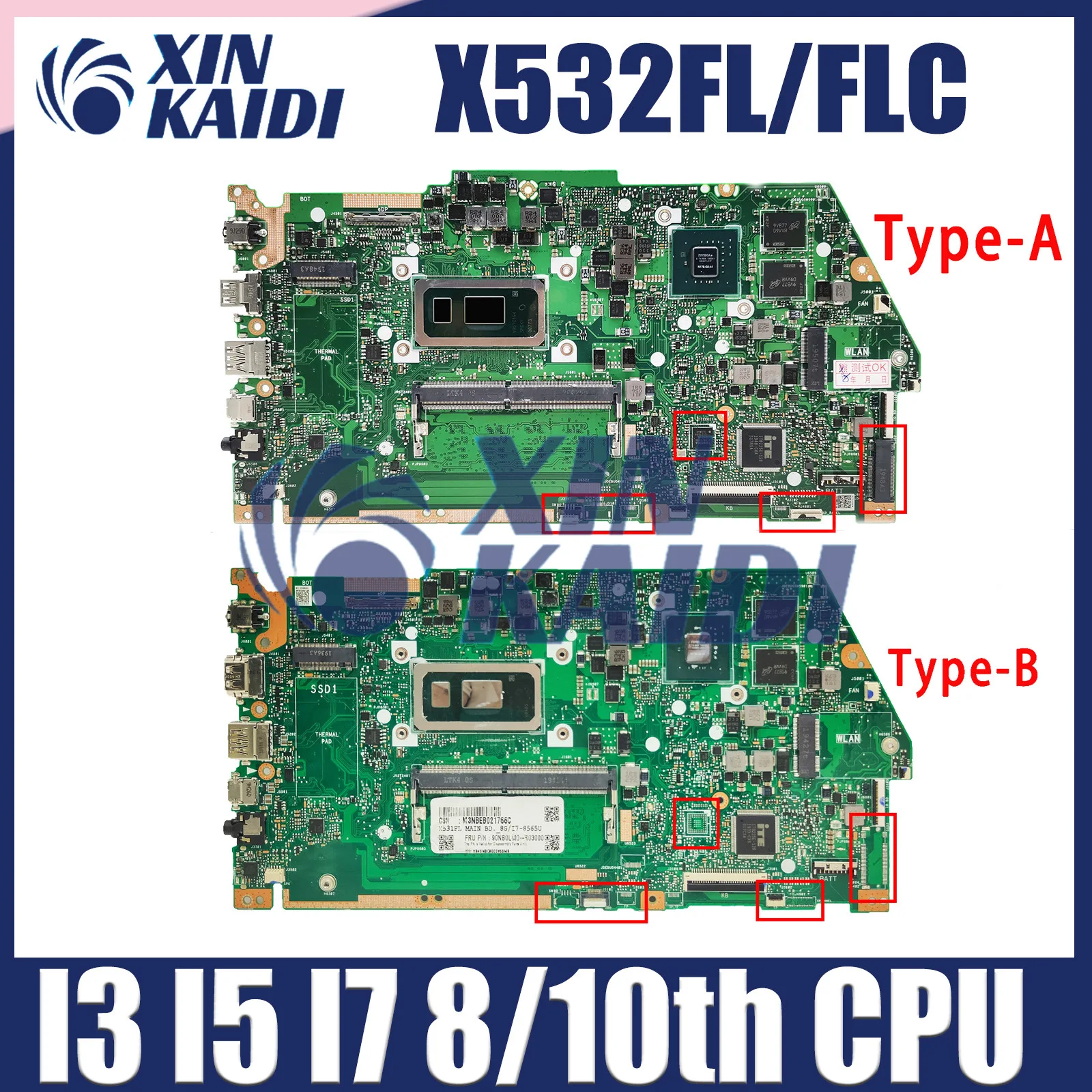 Computer Mainboard For Asus X531FL X532FLC X532FAC X531F  X532F S531F Laptop Motherboard With i3 i5 i7 8th 10th CPU 4G 8G RAM