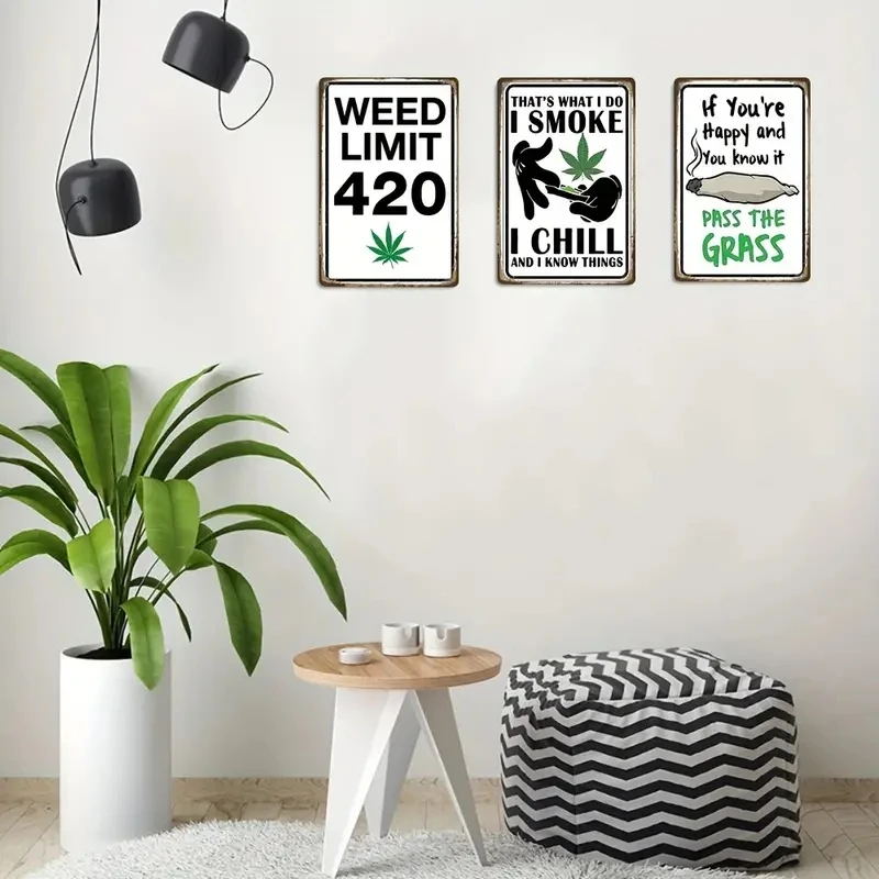 Doobie Den يتيح الحصول على علامة قصدير معدنية مضاءة ، علامة حد الأعشاب الضارة 420 ، ملصق غرفة الدخان ، فن جدار الكهف للرجل ، المنزل ، ديكور البار ، هدية ودية