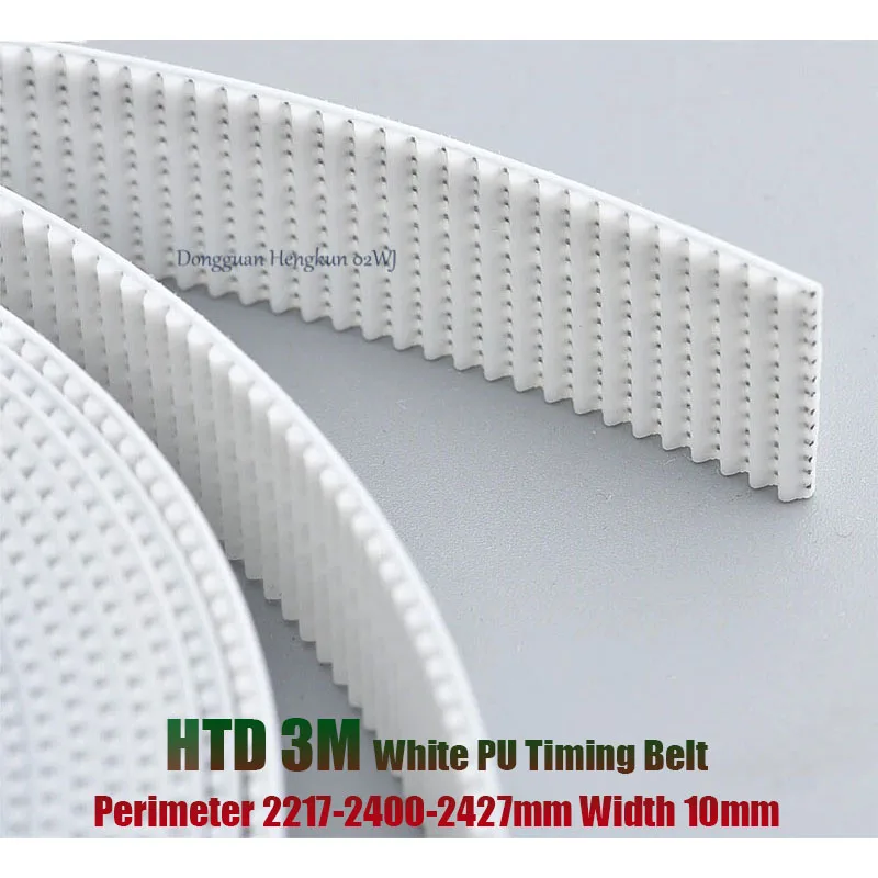 

White HTD 3M PU Timing Belt Perimeter 2217-2400-2427mm Width 10mm Polyurethane Steel Closed Loop Synchronous Belt