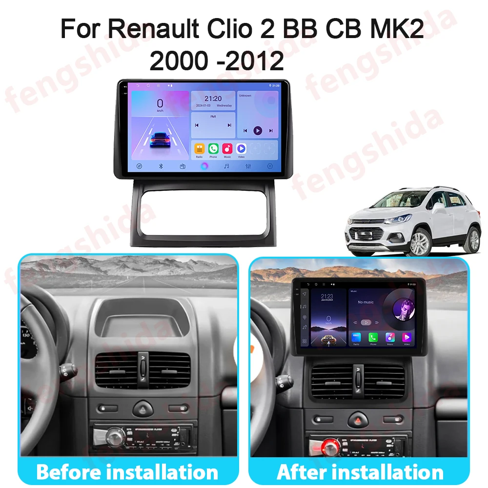 WIFI For Renault Clio 2 BB CB MK2 2000 -2012 Android 16 Car Auto Radio Multimedia Video Player Stereo GPS Navigation No 2din DVD
