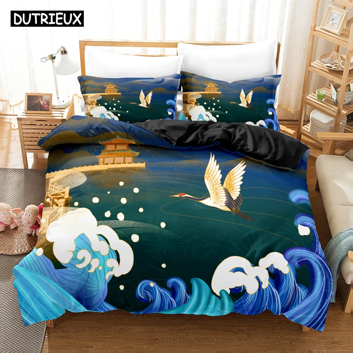 3D Printed Chinese Fad Bedding Set Down Quilt Cover With Pillowcase Double SIngle King 3D Printed Anime My Dress-U