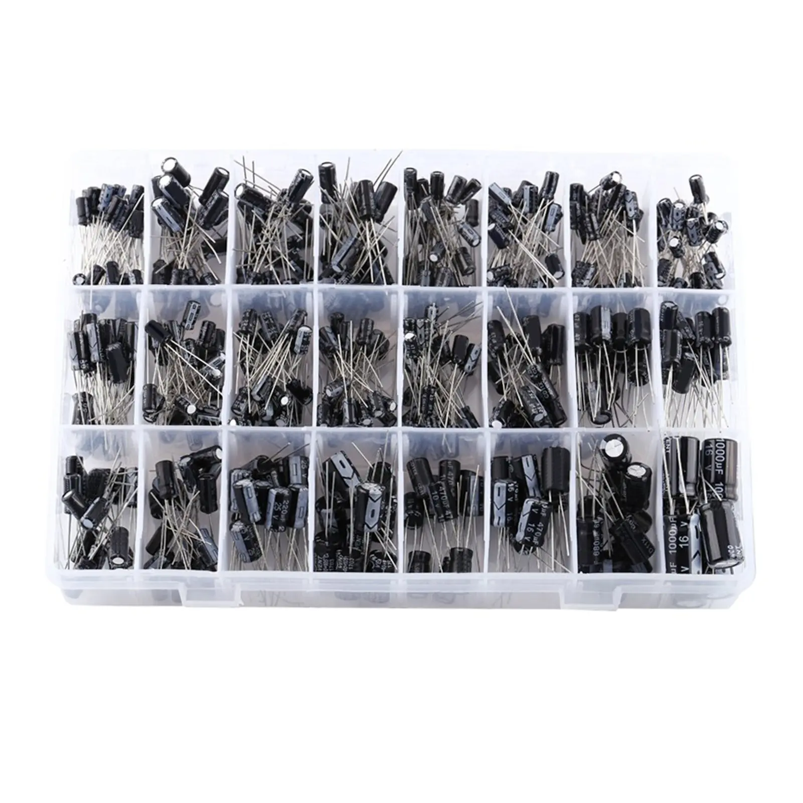 500pcs 24 Values Aluminum Electrolytic Capacitor Assorted Kit 10V~50V 0.1uF to 1000uF