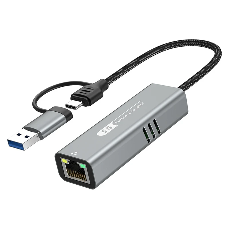 USB 3.2 To 5Gbps Ethernet Adapter RTL8157 5000Mbps RJ45 Network Converter For Laptop Support 5G,2.5G,1G,100Mbps