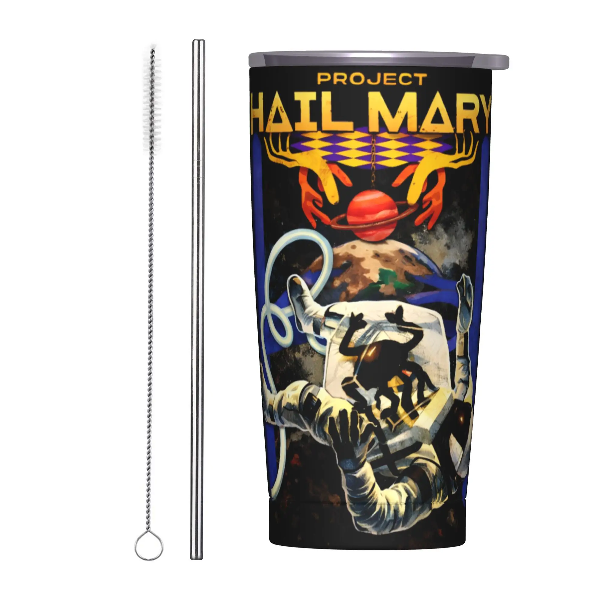 Project Hail Mary Astronaut Cosmic Tumbler Vacuum Insulated  Coffee Cups with Lid Straw Smoothie Tea Mugs Spill Proof, 20oz