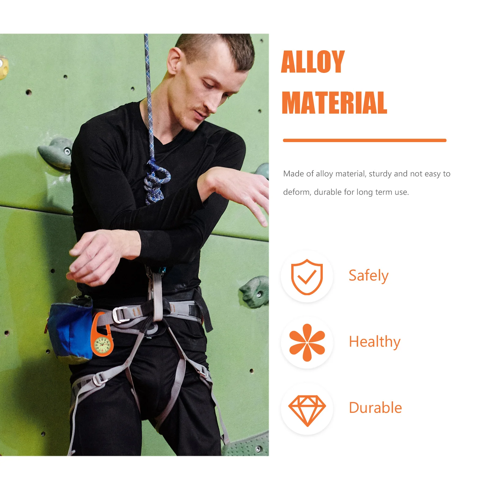 

2 шт. кварцевые альпинистские часы с клипсой из сплава, флуоресцентный циферблат для занятий спортом на открытом воздухе, светящийся рюкзак, брелок, портативные часы