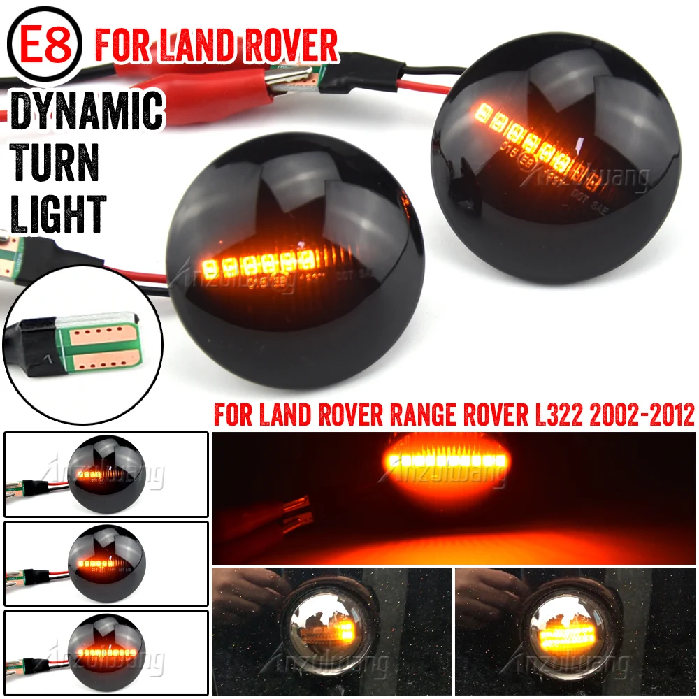 

2PCS High quality For Land Rover Range Rover L322 2002-2012 LED Side Marker Lamp Turn Signal Dynamic Lights OEM #：XGB500020A