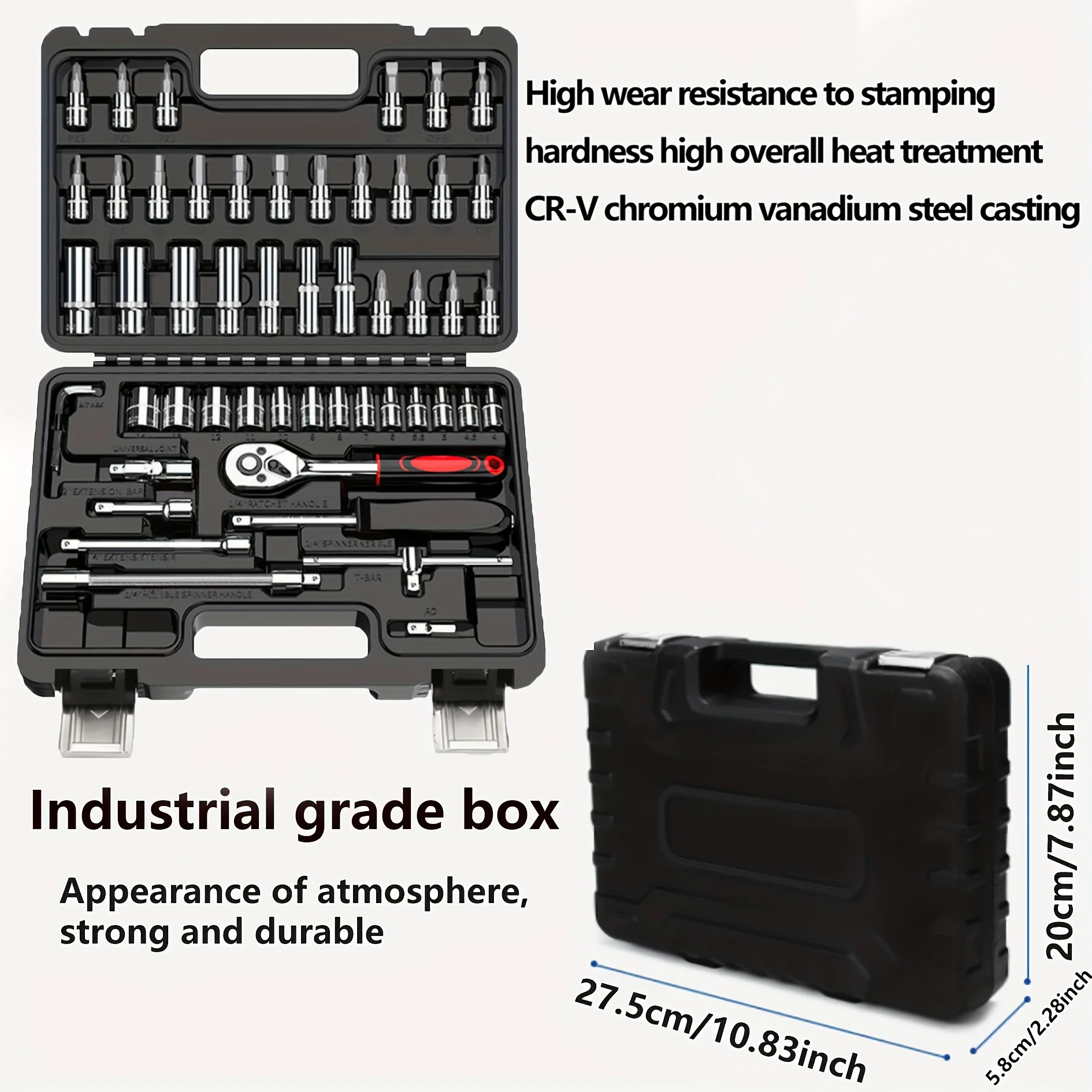 53-Piece Professional Repair Tool Box: Portable Ratchet Wrench Set - For Car, Motorcycle Repair, Home Industrial Repair