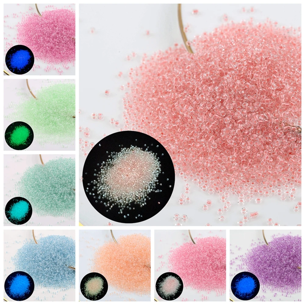 1000pcs/lot 2mm Luminous Glass Seed Beads Transparent Inside Colours Beads For Jewelry Making Handmade DIY Accessories