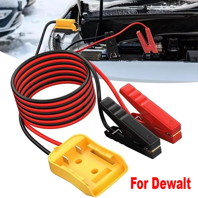 

6FT Jumper Cable Clamps with Power 12 AWG Wheel Battery Adapter For Dewalt/Milwaukee 20V Battery Jumper Starter for Car