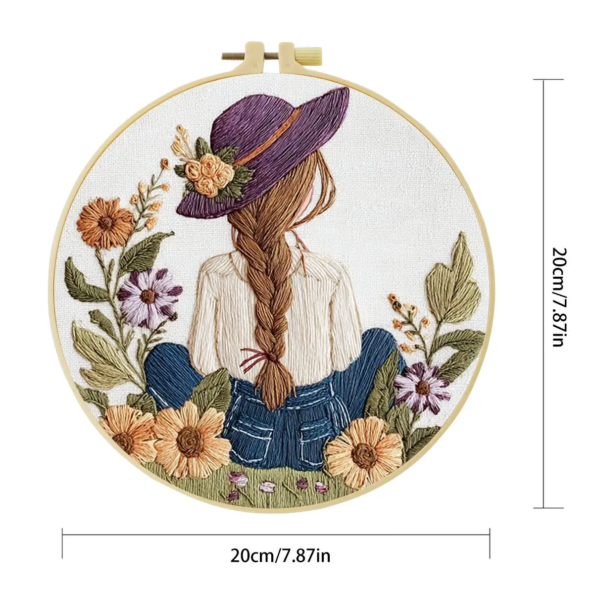 1 Stück 20x20 cm/15x15 cm 7,87/6,3 Zoll Stickerei-Starter-Kit für Mädchen, DIY-Kit, Stickerei-Set für Anfänger, Heimdekoration – Detail 4
