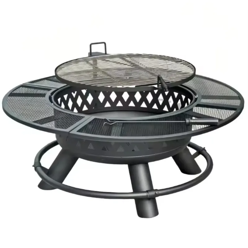 

2026 High Quality Portable Powder Coated 4 Legs Fire Pit BBQ Grill