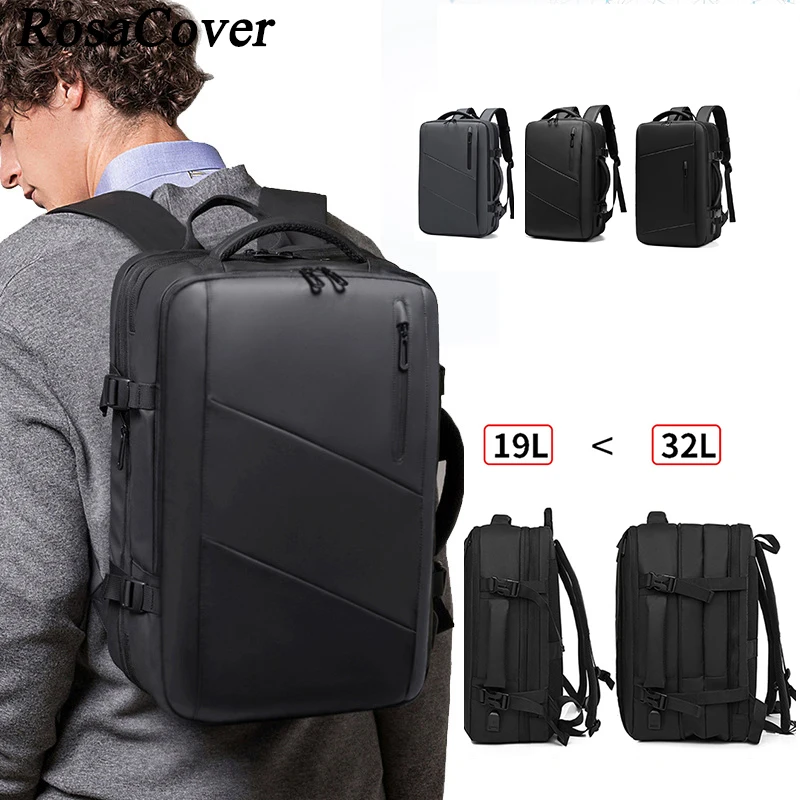 

Rucksacks Men's Expandable Backpack 15.6 Inch Laptop Business Travel Bag With USB Charge Large Luggage Pack Mochila Male