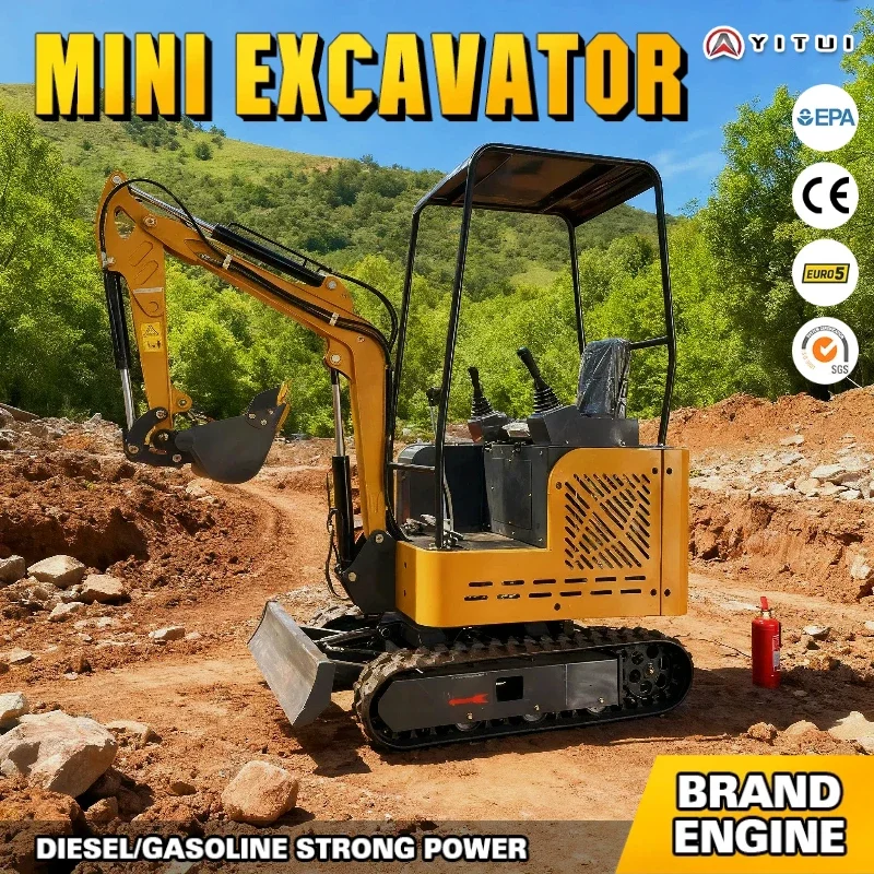 

Hot Sale Mini Excavator 1.2 Ton Kubota Engine Euro 5/Epa Home Farm Can Dig Up To 2 Meters Deep Customized Small Excavator