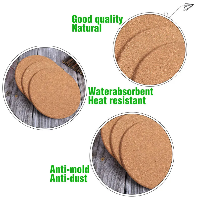 Cork Mat 16cm for Hot Pot Coaster Table Protective Mat Soft Wood Water Absorbent Pad Heat Resistant Home and Kitchen Decor