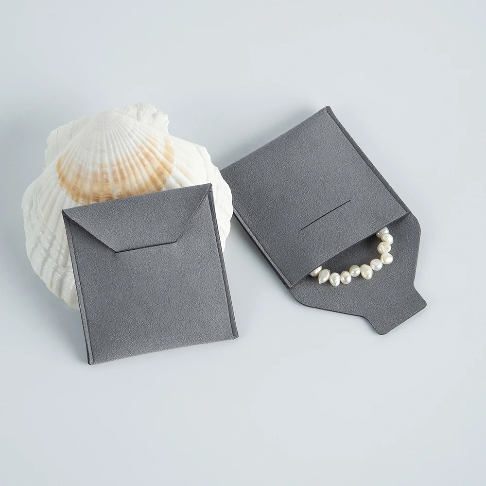 Hot Sale Thick Microfiber Envelope Suede Jewelry Pouches Small Size 5.5x5.5cm Rings Necklace Earrings Packaging Organizer Bags