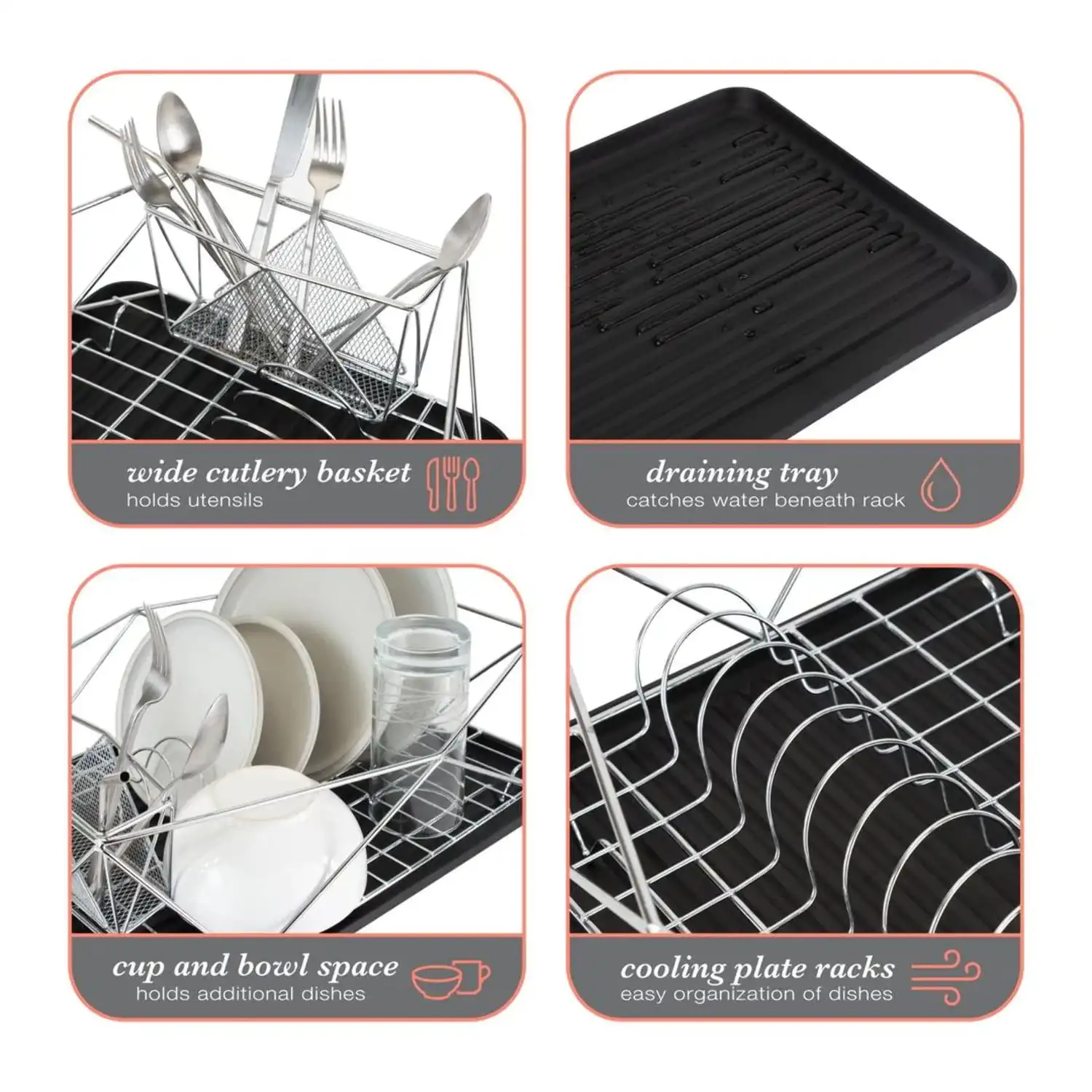 رف أطباق جيود باللون الكروم