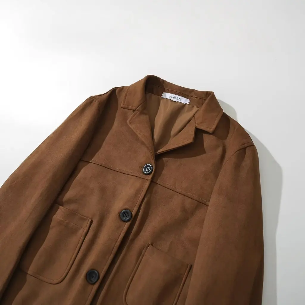 

European American Fashion Suede Short-breasted Long-Sleeved Jacket Women's Winter Coat New H524095