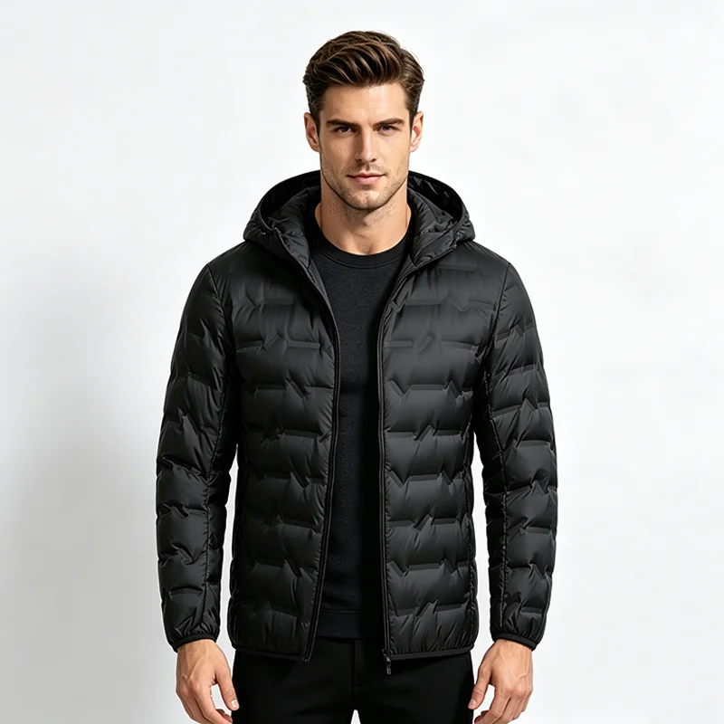 EUMERGX Herren Daunenjacke Winter Warme Entendaunen Leichte Polsterjacke Camping Klettern Trekking Graphen-Futter Mantel – Detail 15