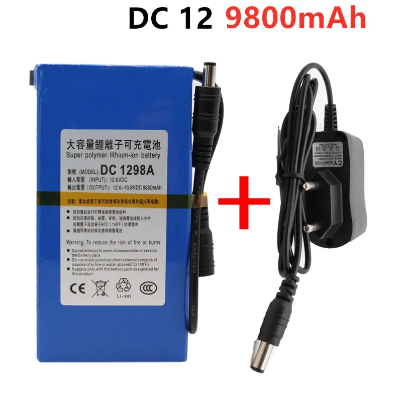 

DC12980 12V 9800MAH Batterie Hohe Qualität Wiederaufladbare Tragbare Lithium-ionen DC1298A Mit US/EU Stecker