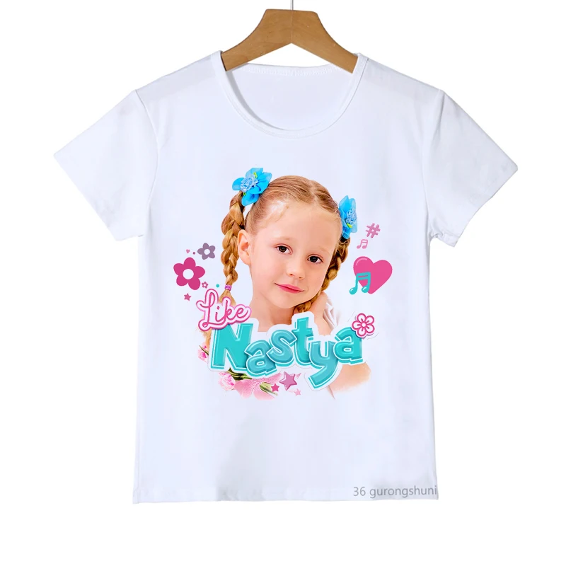 Newly Girls T-Shirts Cute Nastya Cartoon Print Girls Clothes Summer Kids T Shirts Fashion Baby Tshirt Camisole Shirts wholesale