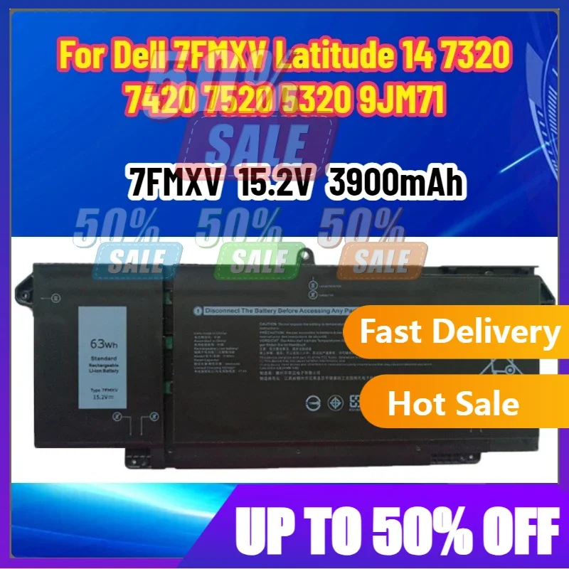 

【Fast Delivery】New 7FMXV 63Wh Laptop Battery For Dell 7FMXV Latitude 14 7320 7420 7520 5320 9JM71