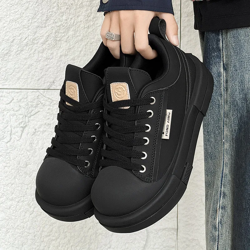 

Fashionable couple retro canvas big head trendy height increasing men's and women's flat casual board shoes