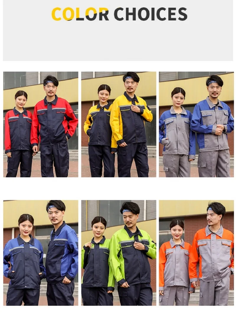 Arbeitskleidung für Männer und Frauen, zweifarbig, Hi-Vis, reflektierender Streifen, Sicherheitsarbeiter-Overall, Fabrik- und Werkstattuniformen, mechanischer Anzug