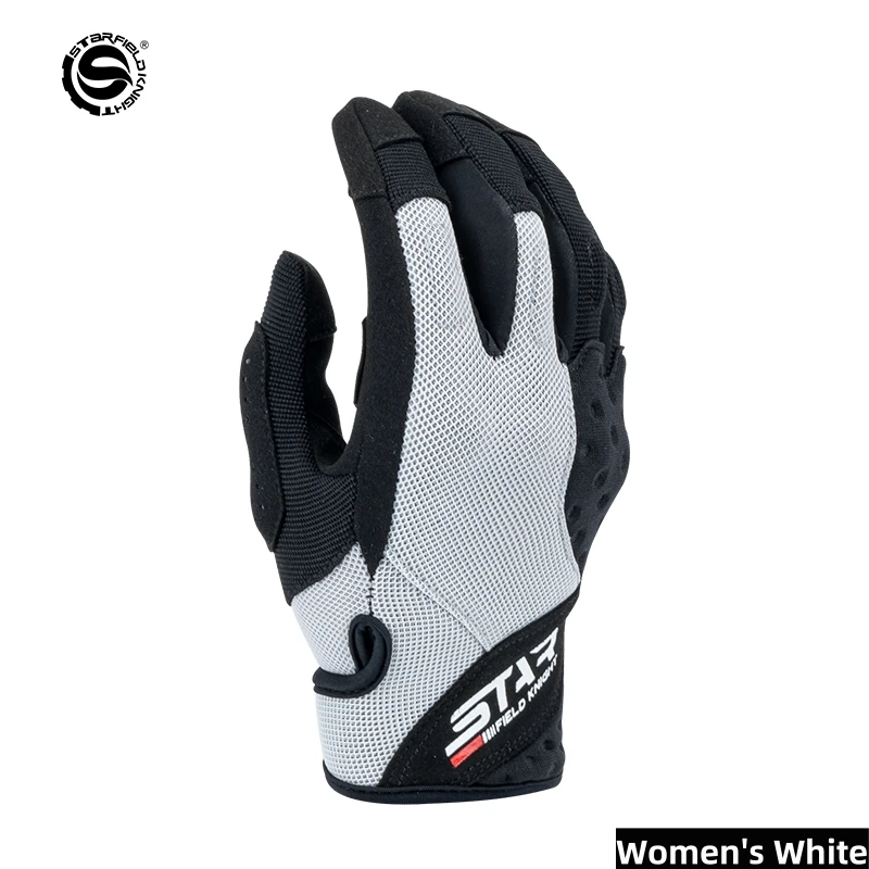 

Star Field Knight Black-white Motorcycle Riding Gloves Summer Breathable Non-slip Wear-resistant Cushioning Joint Protection