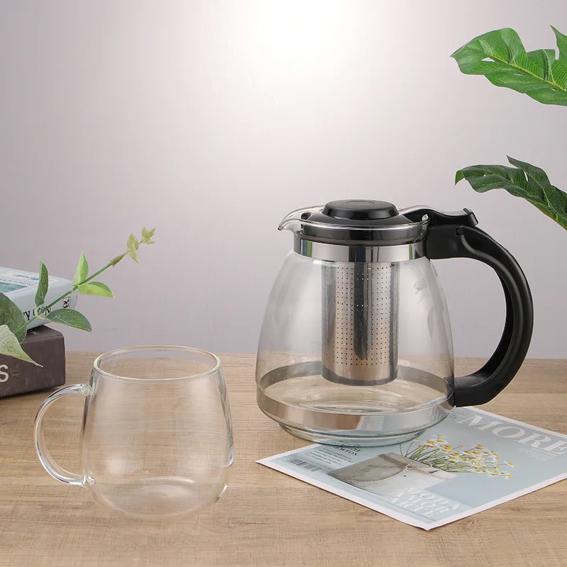 1.5L glass boiling teapot home office thickened heat-resistant and high-temperature resistant kettle with filter tea pot