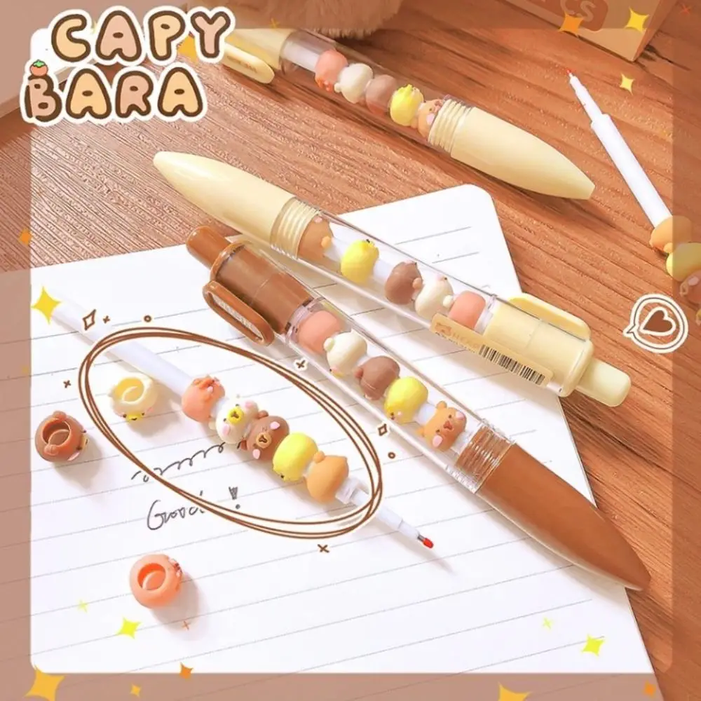 Creative Interesting Capybara Gel Pen Kawaii Aesthetic Cute Beads Pen Black Ink Writing 0.5mm Gel Pen School