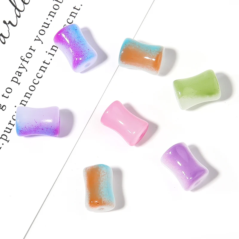 30pcs/lots 12*18mm Tubular Lampwork loose beads Crystal Glass Spacer beads For Jewelry DIY Making necklace Bracelet