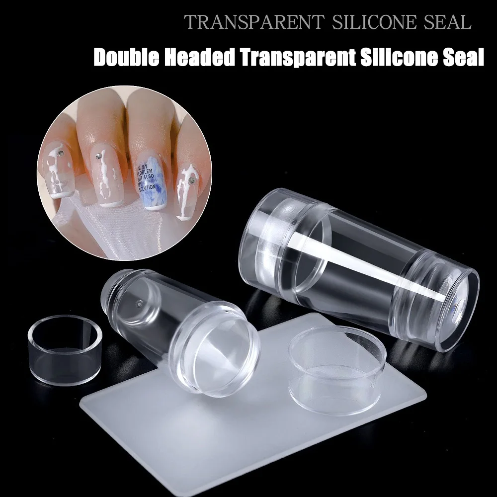 Transparent Silicone Seal Nail Art Stamping Kit French Design For Manicure Plate Stamp Polish Seal Two Sides Stamper Scraper